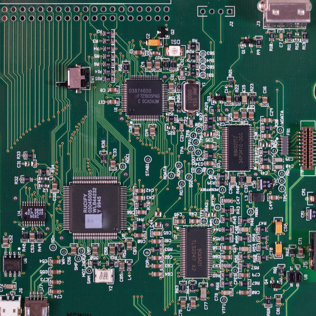 Closeup of green circuit board