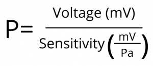 Formula to calculating the pressure (in pascals) that the microphone can withstand to determine the maximum output.