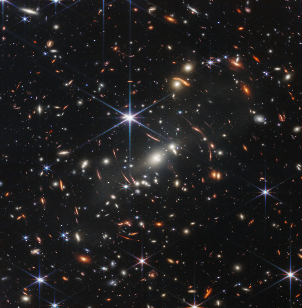 Deep field photograph of the Galaxy Cluster SMACS 0723 via the James Webb Space Telescope