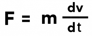 F equals m times dv divided by dt