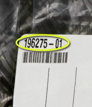 Alternate part number circled on the package sticker for an NI part