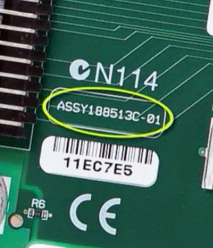Assembly number circled on board of an NI part