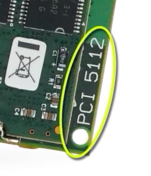 Model name circled on the board of an NI part