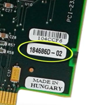 Part number circled on the part number sticker of an NI part