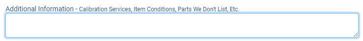 The additional information text field on the Apex Waves quote request