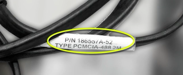 Part number circled on the part number sticker of an NI cable