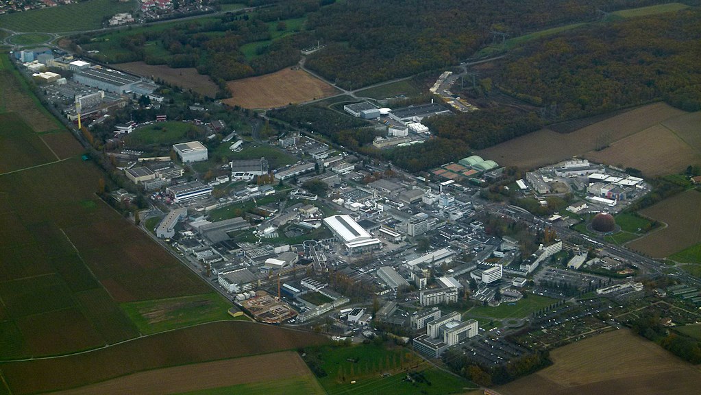 Aerial view of CERN's main facility in Meyrin, Switzerland