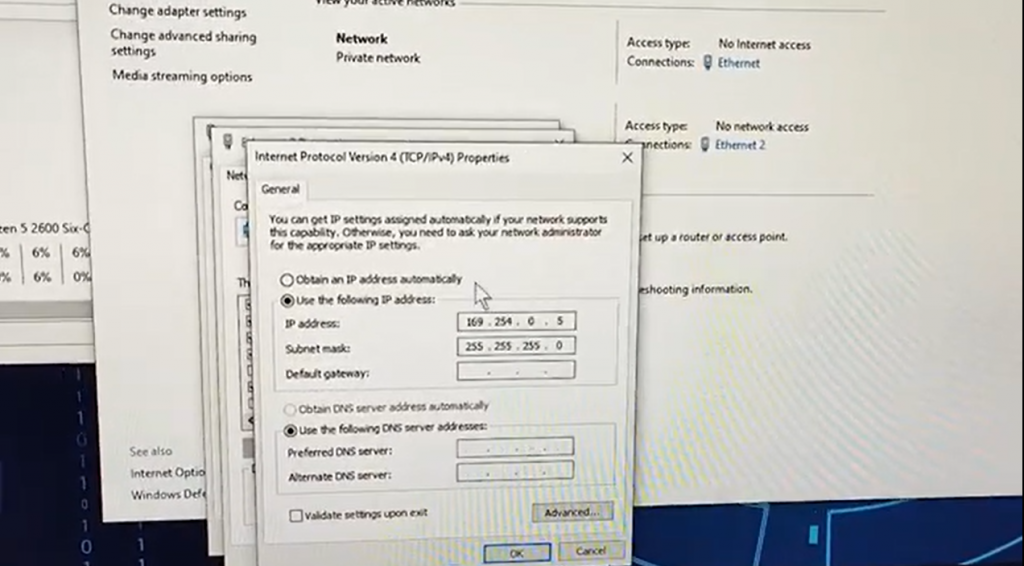 Screenshot of computer screen changing properties