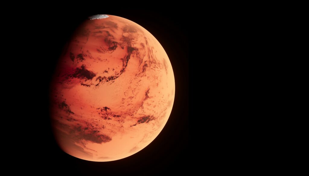 Closeup view of the planet mars