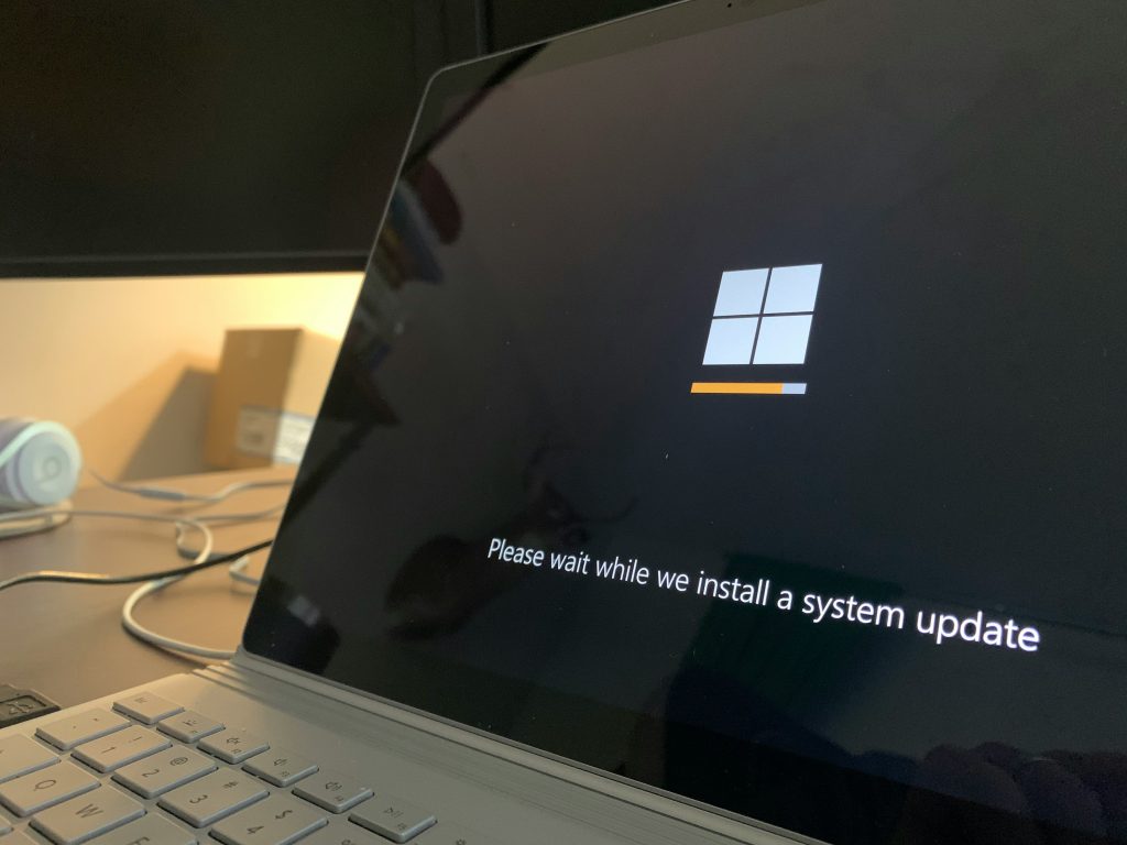 System update screen on Windows laptop