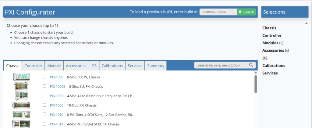 The PXI system configurator from Apex Waves