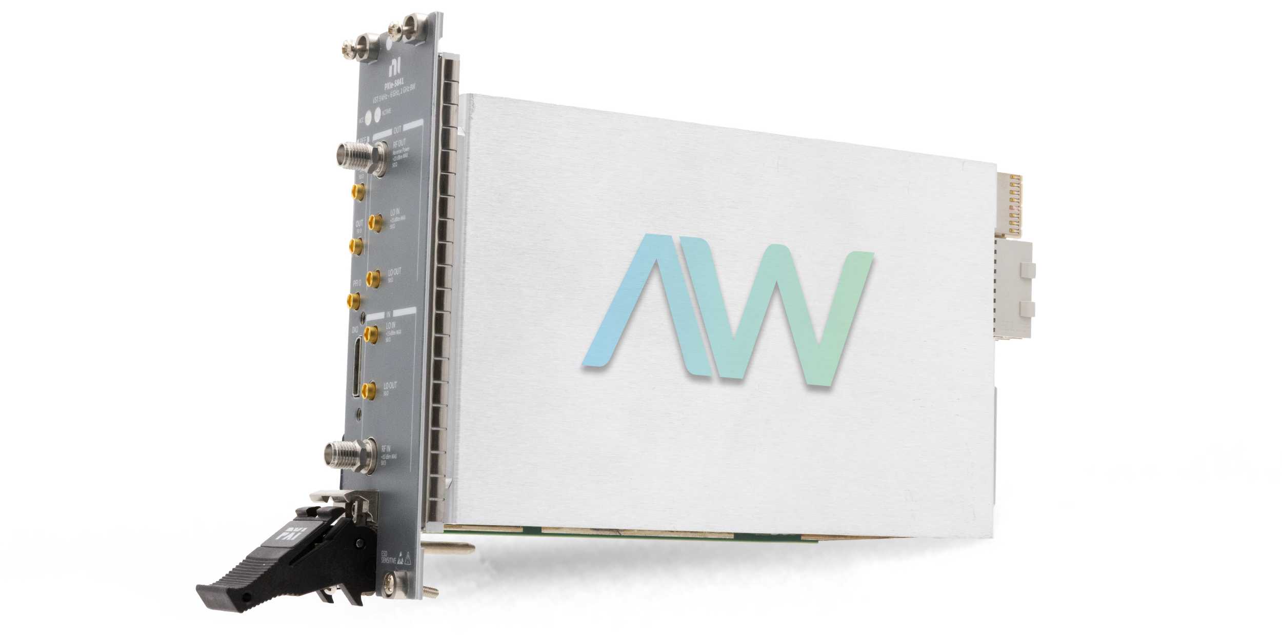 Angled view of the PXIe-5841 Vector Signal Transceiver from NI