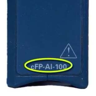 Model name circled on the front of an NI part