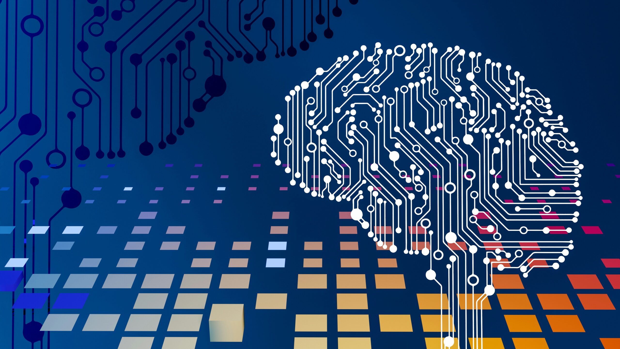 Graphic showing an brain of circuitry to represent artificial intelligence